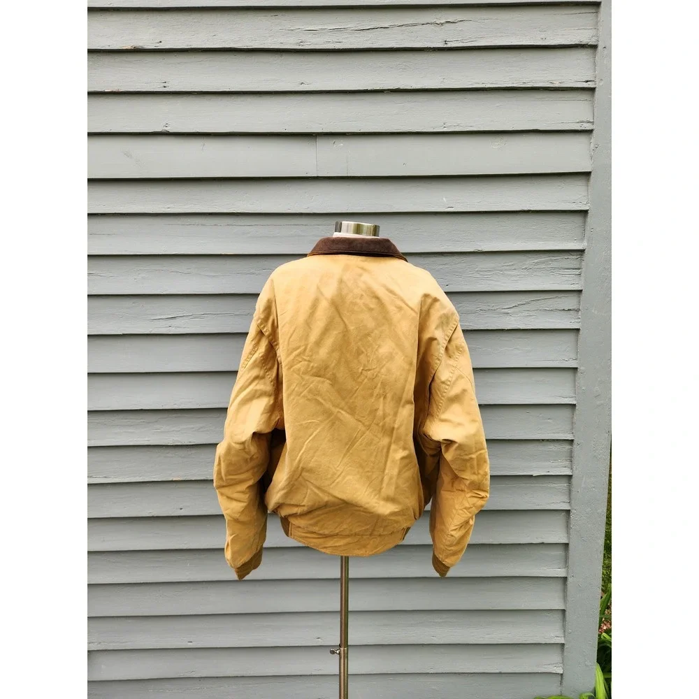 Vintage Gant The Aviator Jacket Mustard Tan Leather Collar Bomber XL Portugal‎
